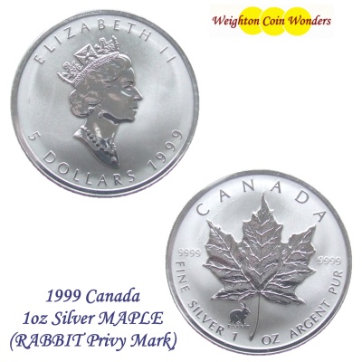 1999 1oz Silver Maple - RABBIT Privy Mark